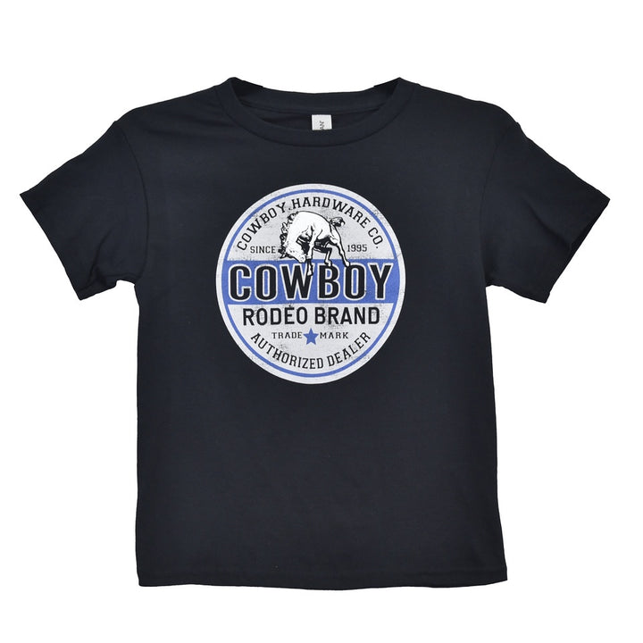 Cowboy Hardware Boy's Black Rodeo Brand Logo Short Sleeve T-Shirt