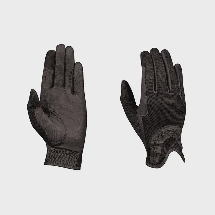 Dublin Pull On Glitter  Mesh Black Riding Gloves