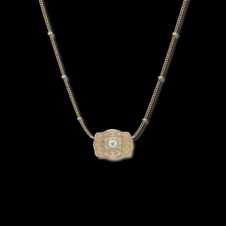 Spurwest Ultra Mini Belt Buckle Necklace (Amelia Rose) Gold