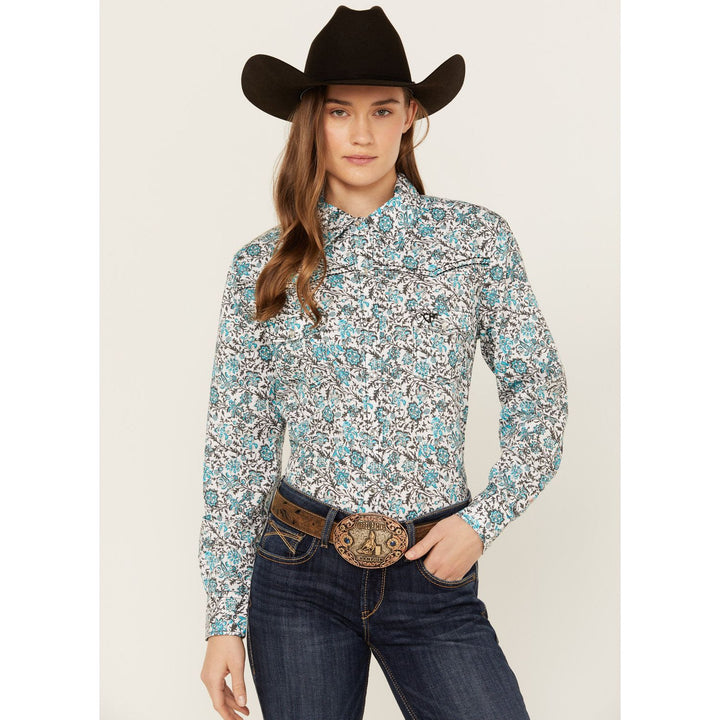 COWGIRL HARDWARE FLORAL PRINT LONG SLEEVE SNAP WESTERN SHIRT