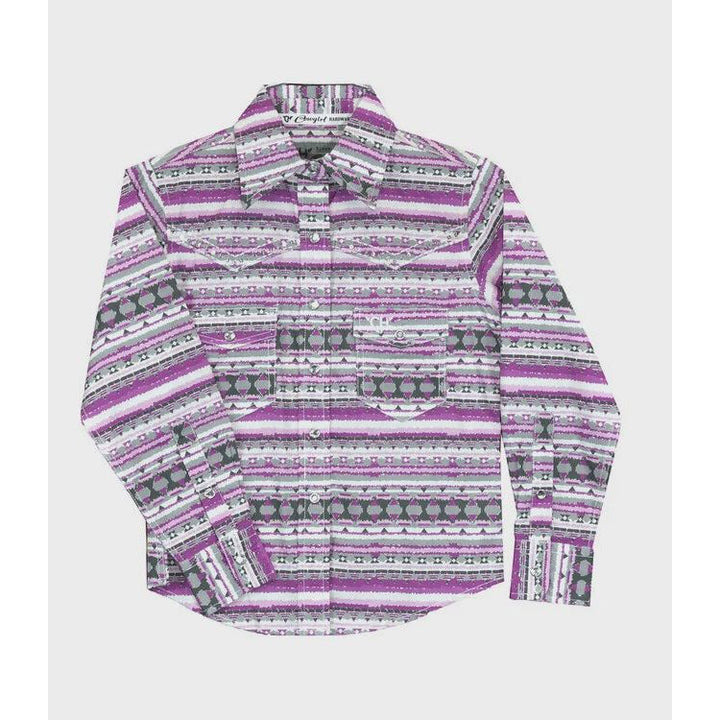 COWGIRL HARDWARE TODDLER RASBERRY/SLATE AZTEC L/S SHIRT