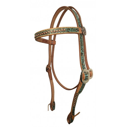 San Saba Turquoise Floral Copper Headstall
