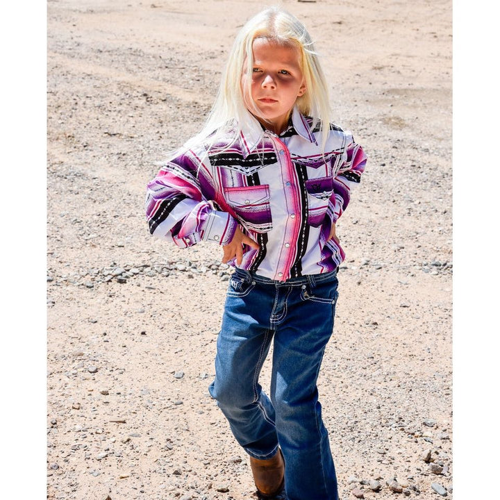 Cowgirl Hardware Girl's Serape Print Long Sleeve Western Snap Shirt