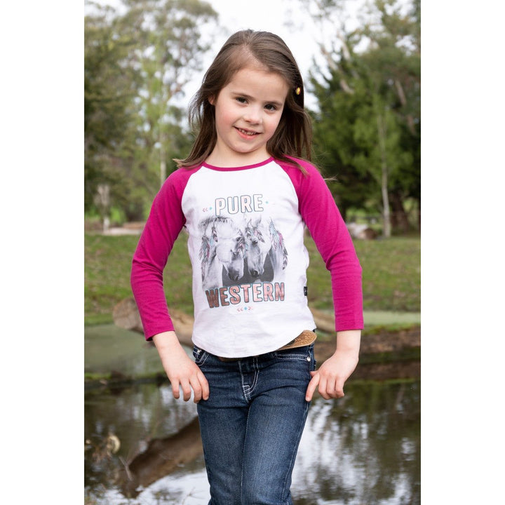 Pure Western Girls Ela LS Raglan Tee