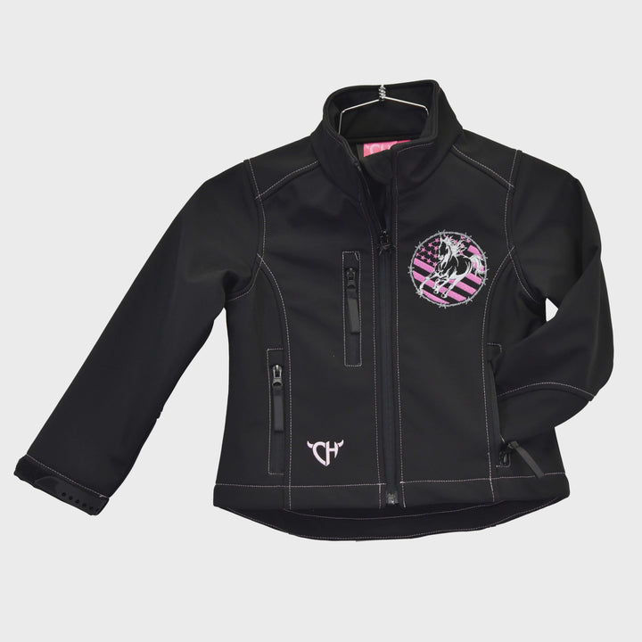 Toddler Girl's Cowgirl Hardware Black with Pink accents Cowgirl Nation Poly Shell Jacket