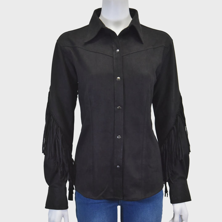 Cowboy Hardware Women's CH Black Fringe Sleeve Jacket