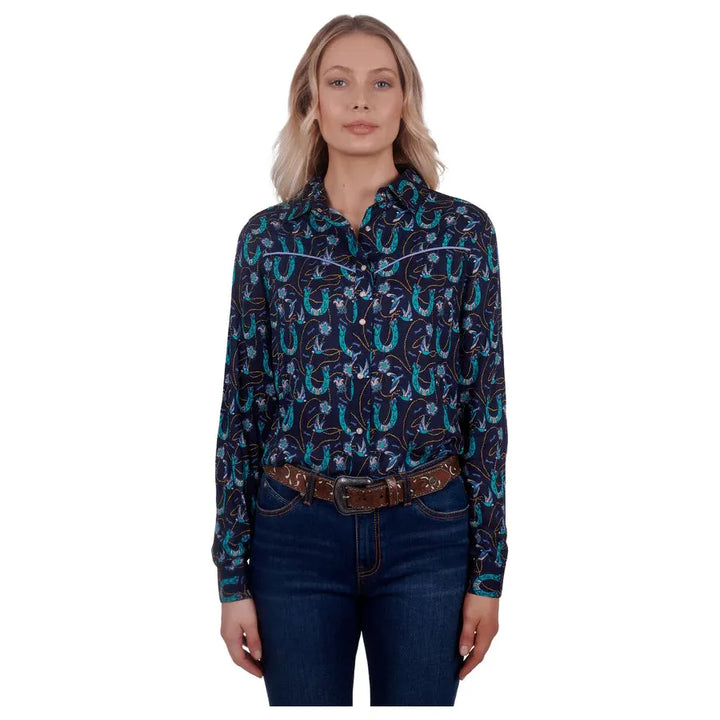 Wrangler Women’s Patria Print Western Long Sleeve Shirt