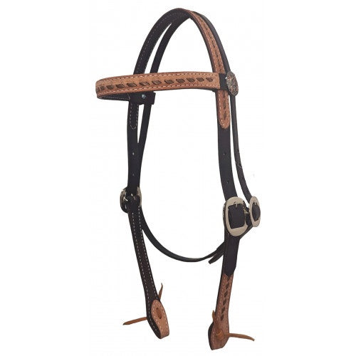 San Saba Chocolate Roughout Buckstitch Headstall