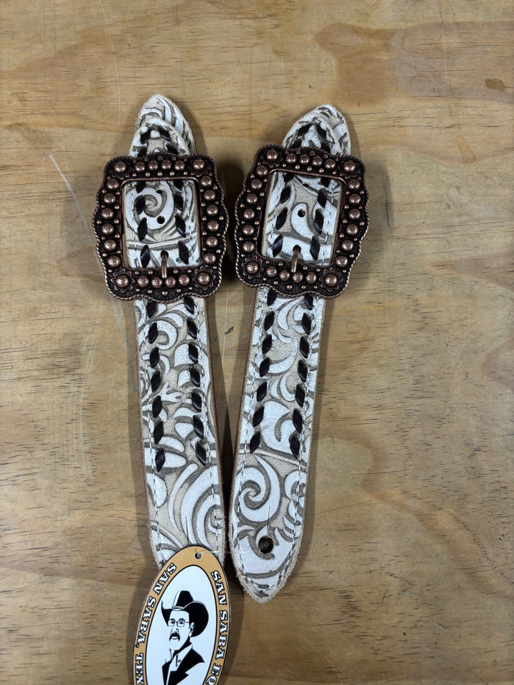 San Saba Wide Floral Print Spur Straps with Buckle