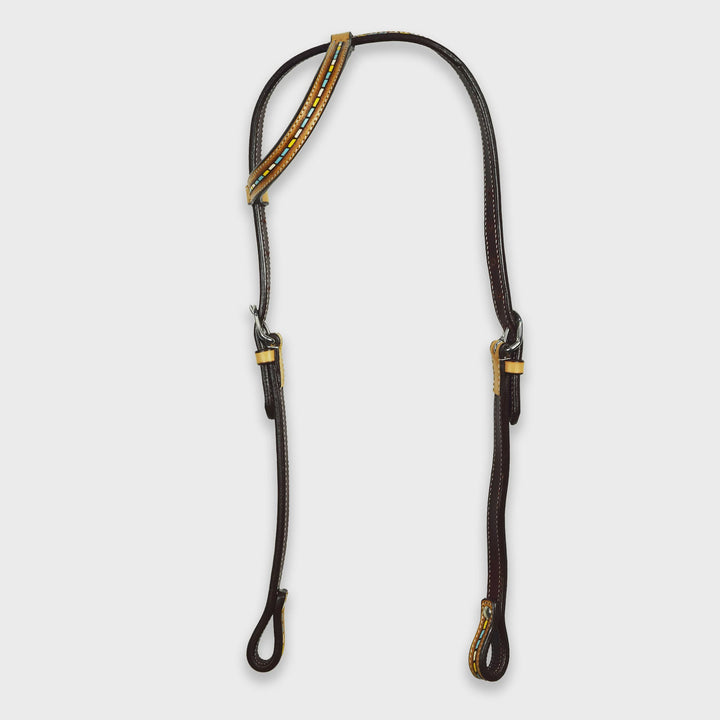 Ezy Ride Bridle One Ear with Multi Coloured Inlay Harness