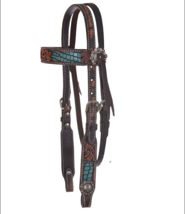 CIRCLE Y FILLGREE TURQ GTR PONY HEADSTALL