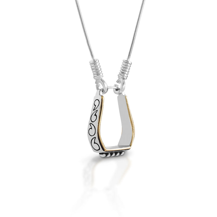 Kelly Herd Two Tone Engraved Western Stirrup Necklace