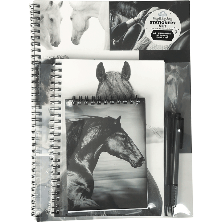 Stationery Set - Black & White Horses