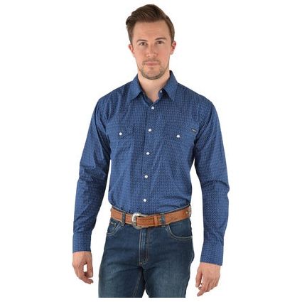 Mens Duke Print Western Long Sleeve Shirt