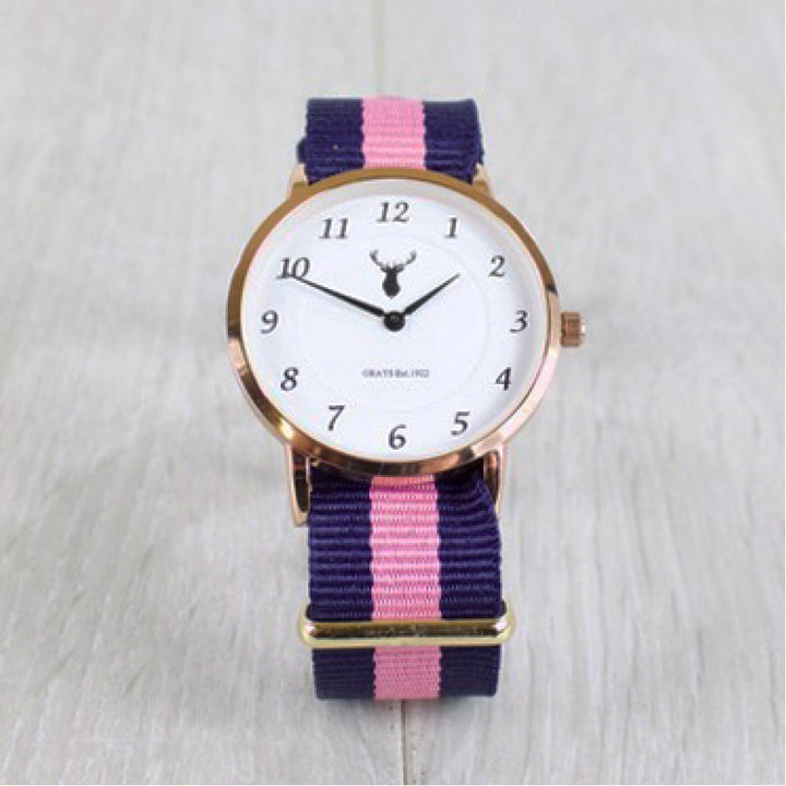 Fabric Pink Strap Stag Watch