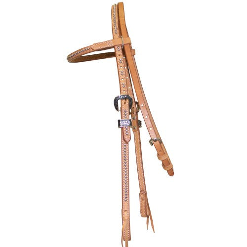 Forth Worth Silver Dot Natural Headstall