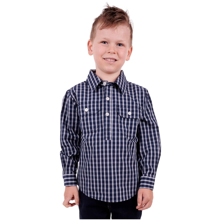 Hard Slog Kids Alon Half Placket LS Shirt