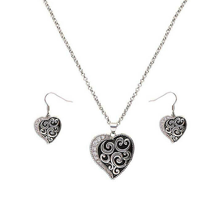 Vintage Charm Every Heart Has a Silver Lining Jewelry Set