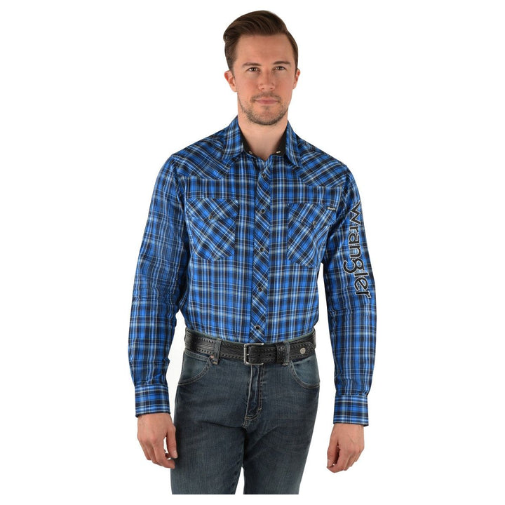 Wrangler Men's Ash Check Western Long Sleeve Shirt