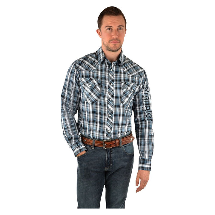 Wrangler Men's Gould Logo Western Long Sleeve Shirt