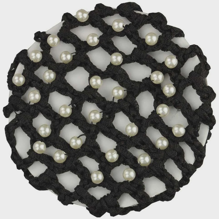 Pearl Crocheted Ribbon Hair Bun Net