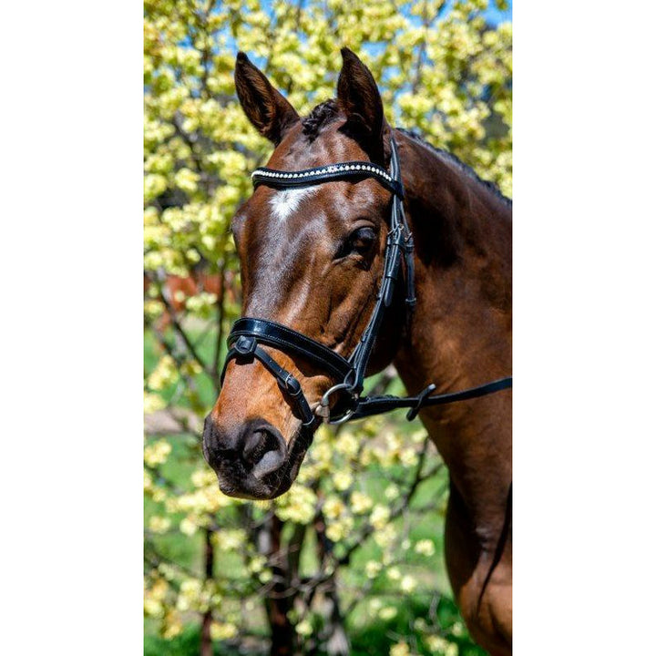 Flexible Fit Patent Mid Thin Crystal Wave Snaffle Bridle